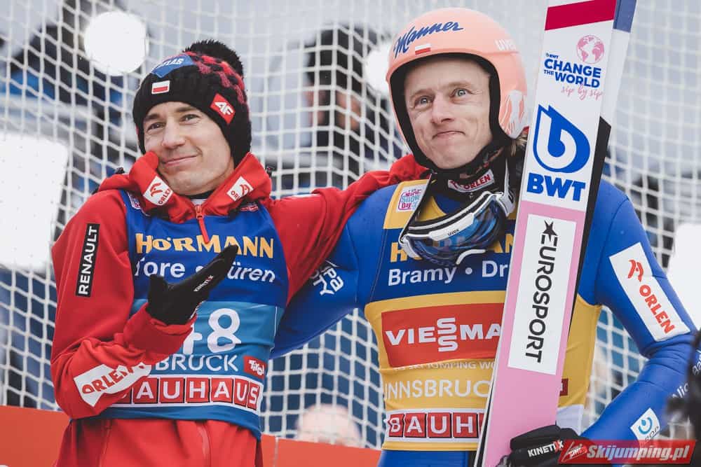 Dawid Kubacki i Kamil Stoch podczas Turnieju Czterech Skoczni w Innsbrucku